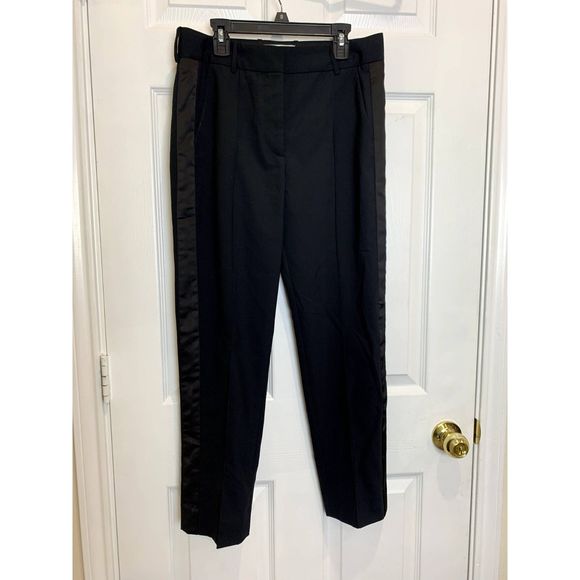 La Ligne Le Black Cigarette Tuxedo Pants Wool Blend NWT Size 4 - Picture 2 of 10